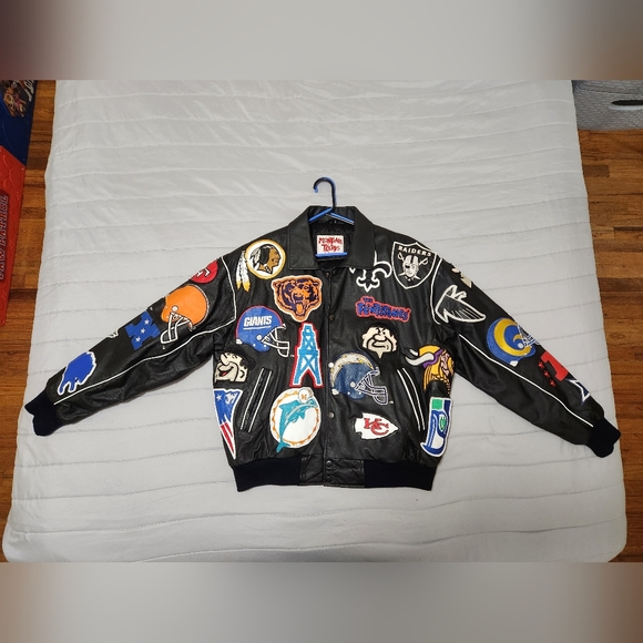 1993 Very Rare Montana Toons Flintstone/NFL Leather Coat Size Large Men
